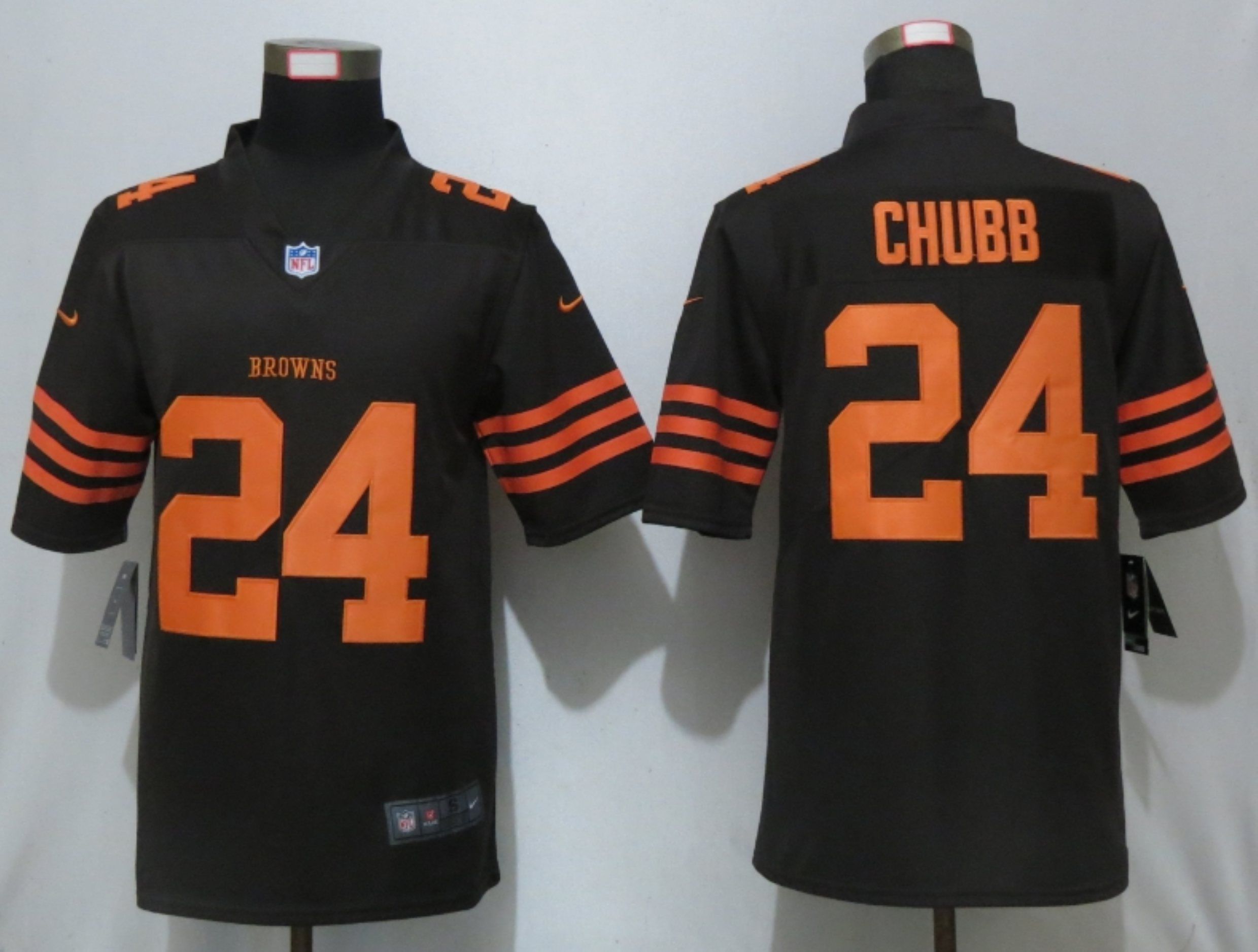 Men Cleveland Browns #24 Chubb Navy Pick Nike Color Rush Limited NFL Jerseys